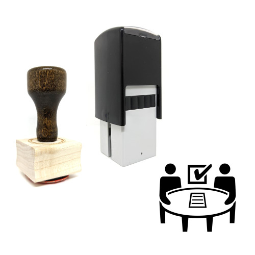 "Recruitment" rubber stamp with 3 sample imprints of the image