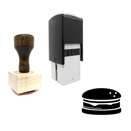 "Hamburger" rubber stamp with 3 sample imprints of the image