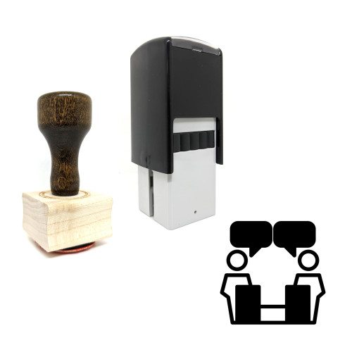 "Debate" rubber stamp with 3 sample imprints of the image