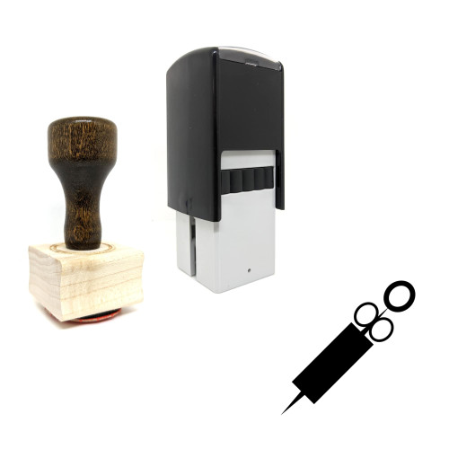 "Syringe" rubber stamp with 3 sample imprints of the image