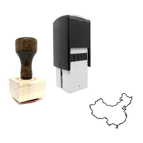 "China" rubber stamp with 3 sample imprints of the image