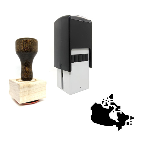 "Canada" rubber stamp with 3 sample imprints of the image
