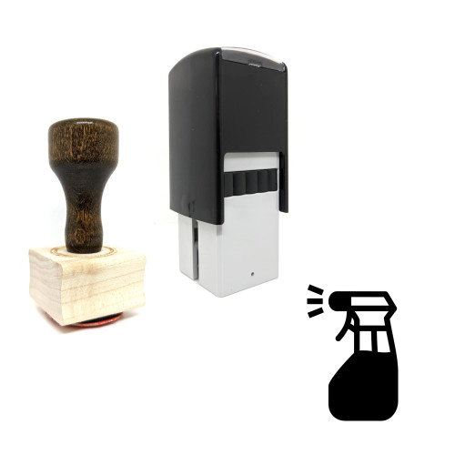 "Spray Bottle" rubber stamp with 3 sample imprints of the image