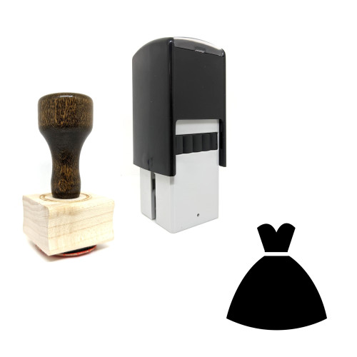 "Dress" rubber stamp with 3 sample imprints of the image