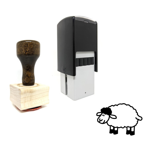 "Sheep" rubber stamp with 3 sample imprints of the image