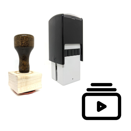 "Video List" rubber stamp with 3 sample imprints of the image