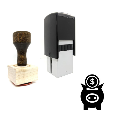 "Piggy Bank" rubber stamp with 3 sample imprints of the image