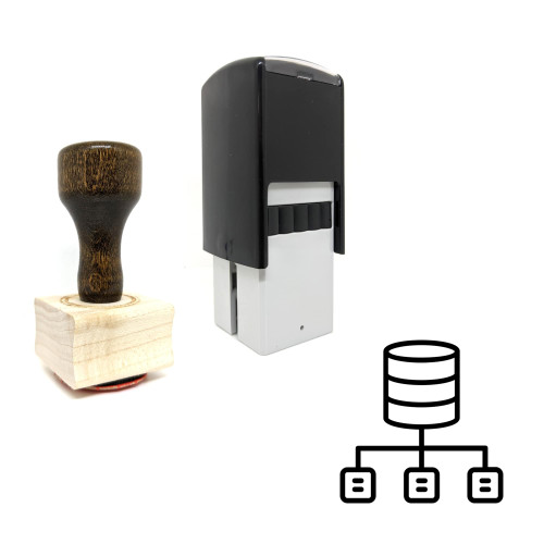 "Database Network" rubber stamp with 3 sample imprints of the image