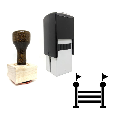 "Flagpost" rubber stamp with 3 sample imprints of the image