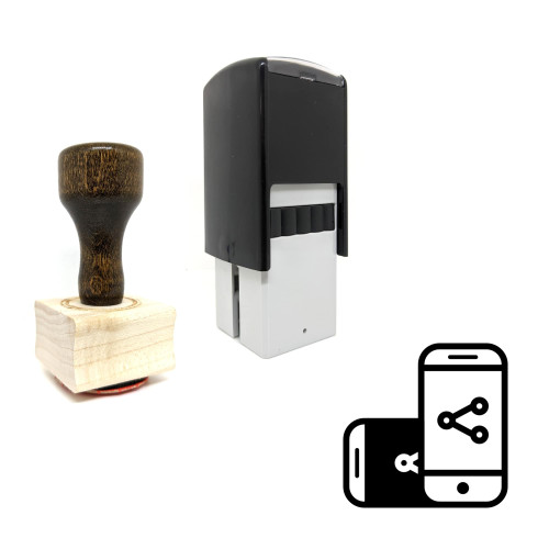 "Smartphone Share" rubber stamp with 3 sample imprints of the image