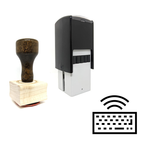 "Wireless Keyboard" rubber stamp with 3 sample imprints of the image