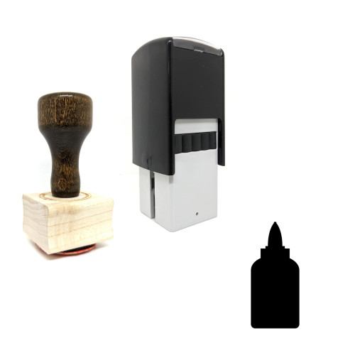 "Glue Bottle" rubber stamp with 3 sample imprints of the image