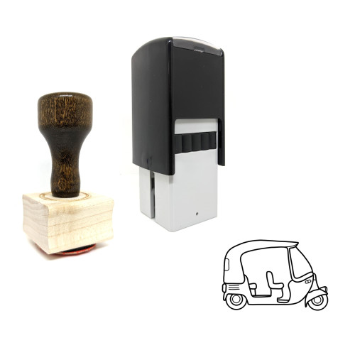 "Tuk Tuk" rubber stamp with 3 sample imprints of the image