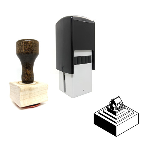 "Headquarter" rubber stamp with 3 sample imprints of the image