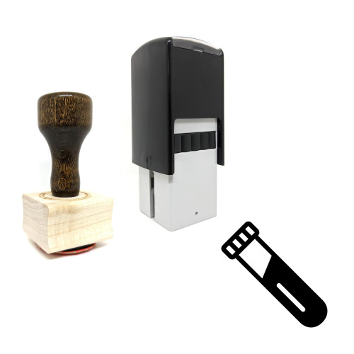 "Vial" rubber stamp with 3 sample imprints of the image