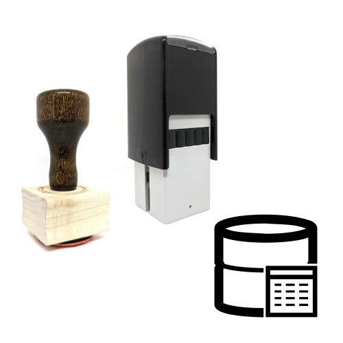 "Database Table" rubber stamp with 3 sample imprints of the image