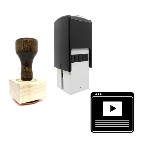 "Web Online Video" rubber stamp with 3 sample imprints of the image