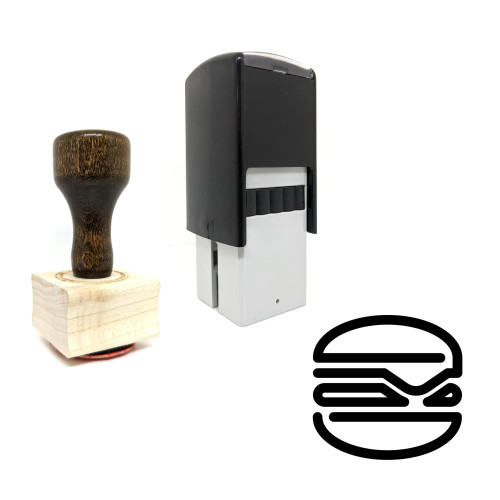 "Cheeseburger" rubber stamp with 3 sample imprints of the image
