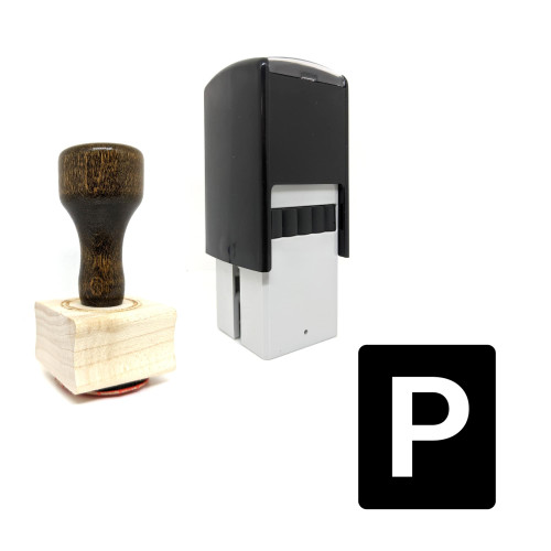 "Parking" rubber stamp with 3 sample imprints of the image