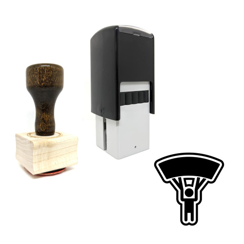 "Parachutist" rubber stamp with 3 sample imprints of the image