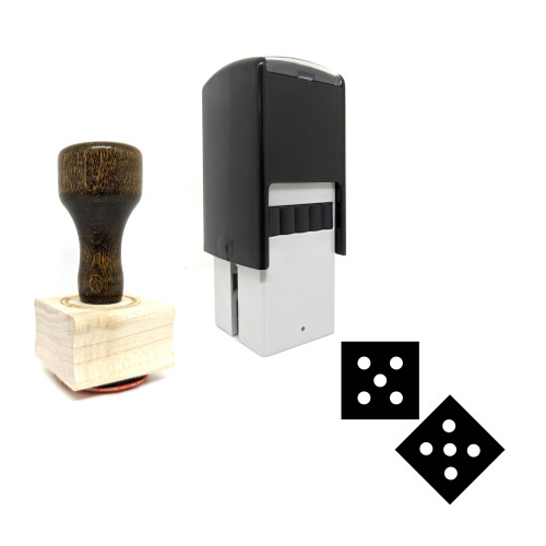 "Dice" rubber stamp with 3 sample imprints of the image
