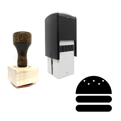 "Hamburger" rubber stamp with 3 sample imprints of the image