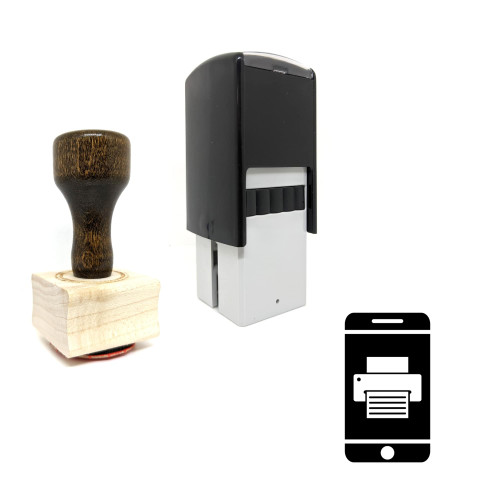 "Mobile Printing" rubber stamp with 3 sample imprints of the image