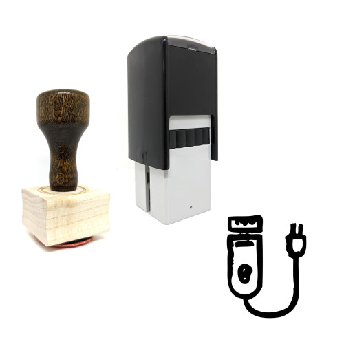 "Shaver" rubber stamp with 3 sample imprints of the image