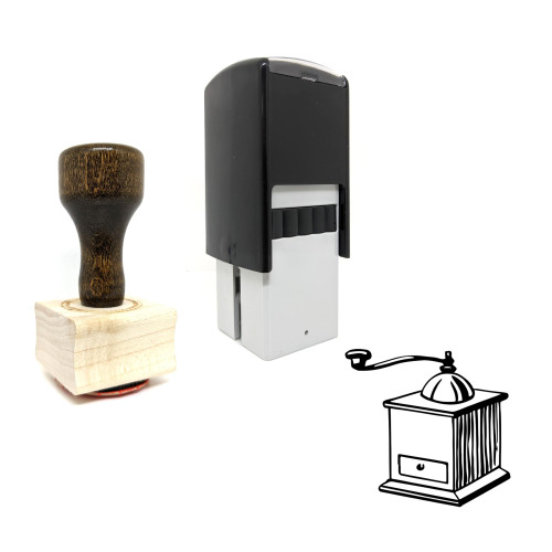 "Pepper Mill" rubber stamp with 3 sample imprints of the image