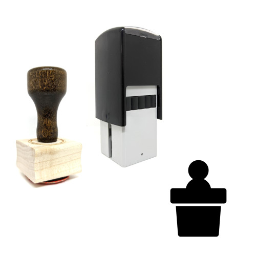 "Speech" rubber stamp with 3 sample imprints of the image