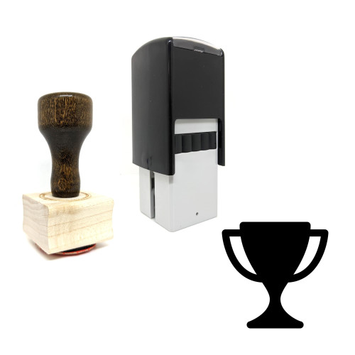 "Trophy" rubber stamp with 3 sample imprints of the image