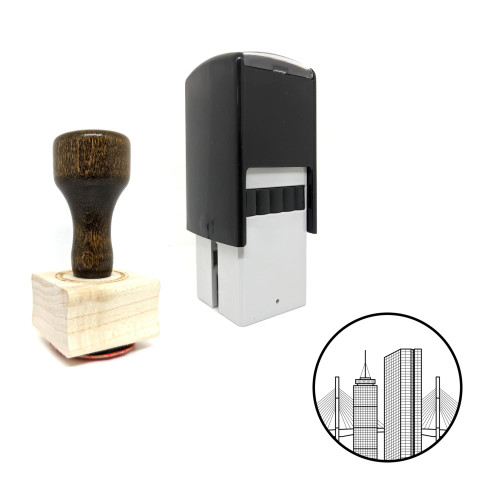 "Boston" rubber stamp with 3 sample imprints of the image