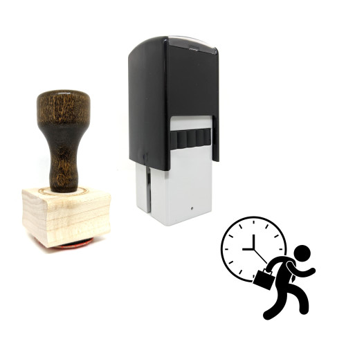 "Rushing Time" rubber stamp with 3 sample imprints of the image