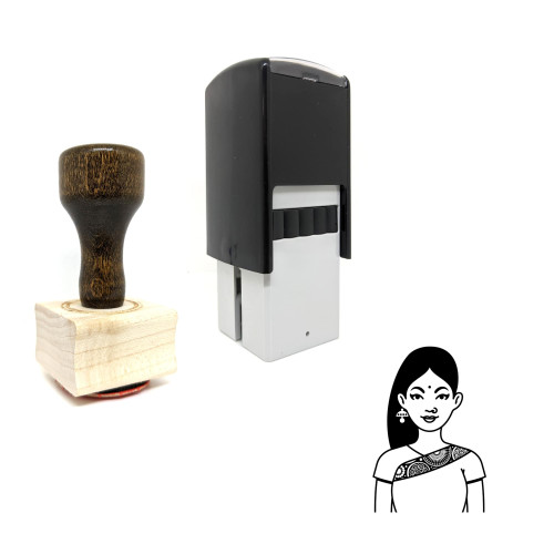 "Woman" rubber stamp with 3 sample imprints of the image