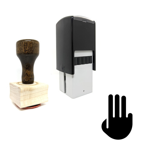 "Three Fingers" rubber stamp with 3 sample imprints of the image