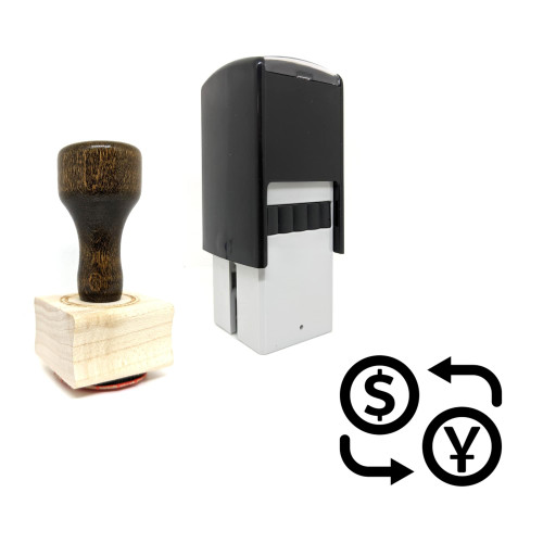 "Currency Exchange" rubber stamp with 3 sample imprints of the image