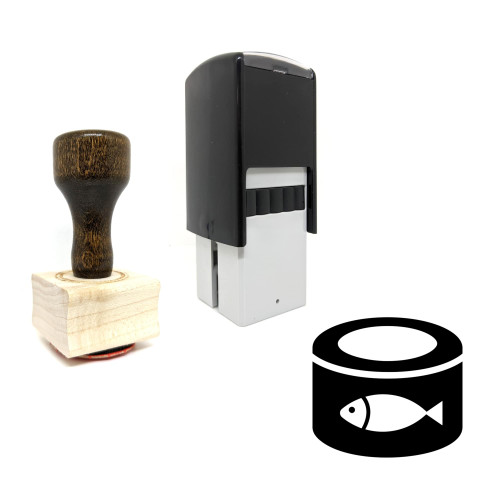"Canned Fish" rubber stamp with 3 sample imprints of the image