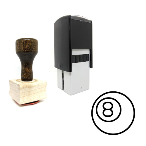 "8 Ball" rubber stamp with 3 sample imprints of the image