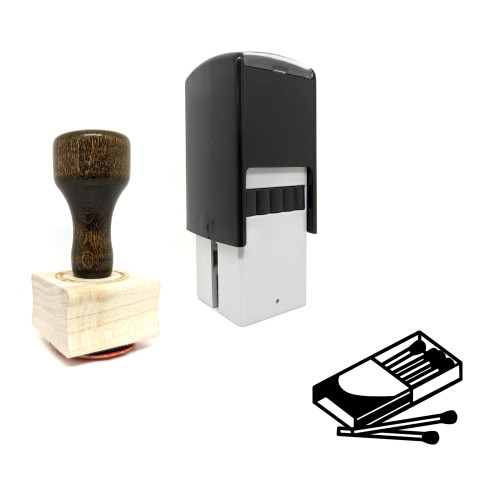 "Matchbox" rubber stamp with 3 sample imprints of the image