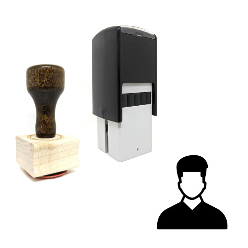 "Male Employee Avatar" rubber stamp with 3 sample imprints of the image
