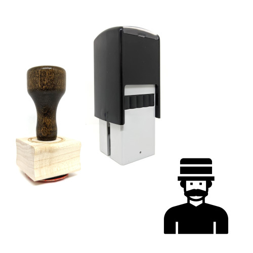 "Male Magician Avatar" rubber stamp with 3 sample imprints of the image