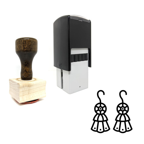 "Earrings" rubber stamp with 3 sample imprints of the image