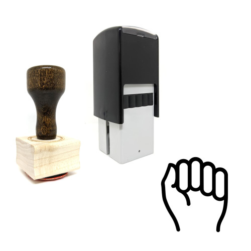 "Fist" rubber stamp with 3 sample imprints of the image
