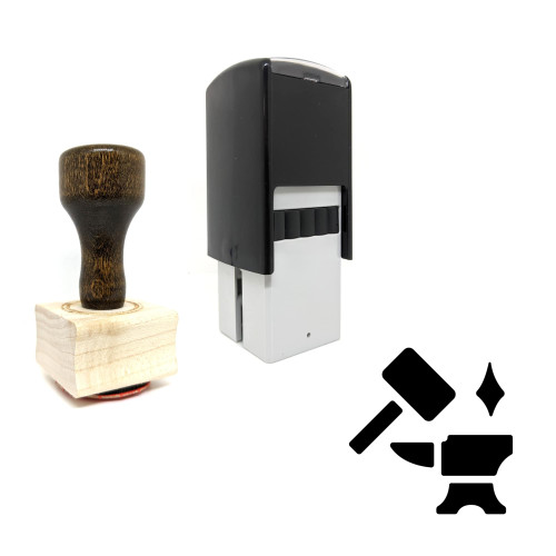 "Game Ui Anvil Forge" rubber stamp with 3 sample imprints of the image