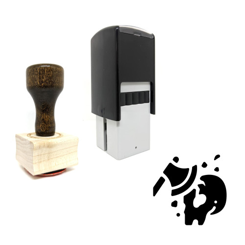 "Skill Axe Skull Broken" rubber stamp with 3 sample imprints of the image