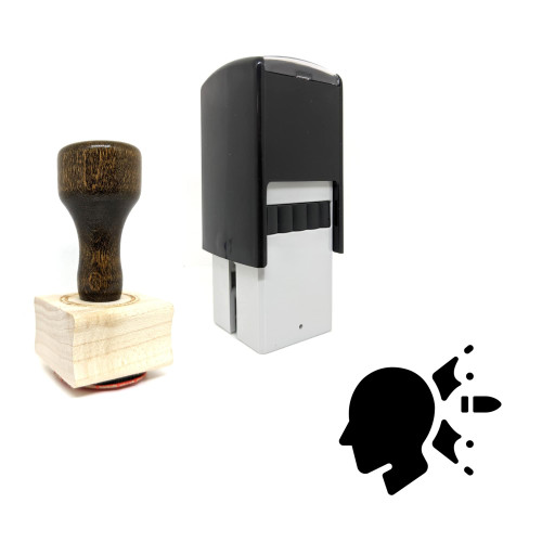 "Skill Gun Head Shot" rubber stamp with 3 sample imprints of the image