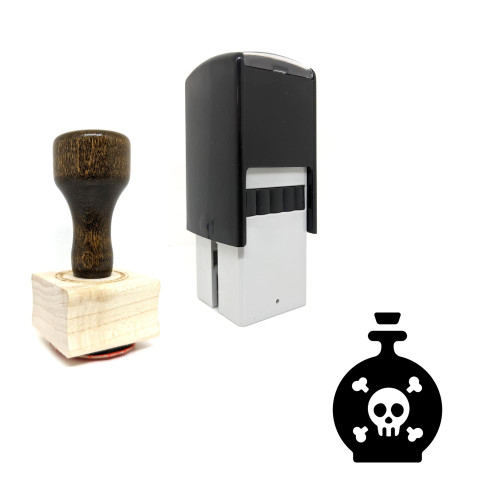 "Skill Alchemist Poison Bomb" rubber stamp with 3 sample imprints of the image