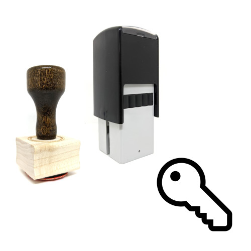 "Key" rubber stamp with 3 sample imprints of the image