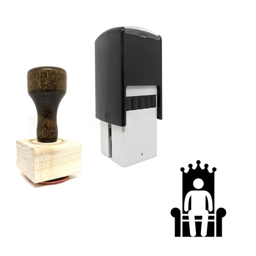 "King On Throne" rubber stamp with 3 sample imprints of the image