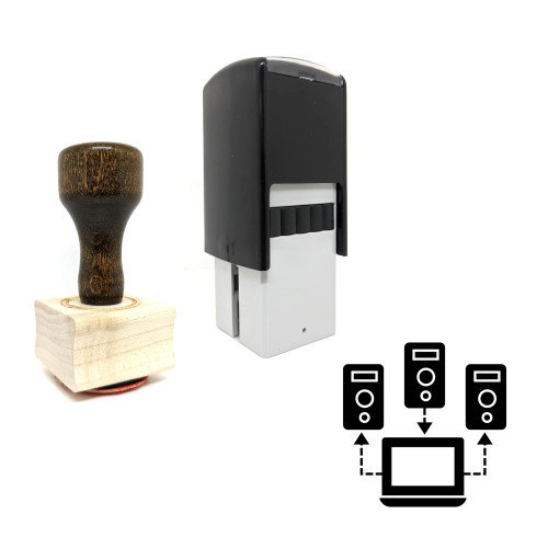 "Server Database" rubber stamp with 3 sample imprints of the image